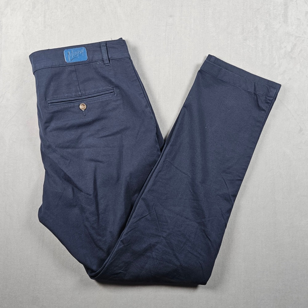 Mugsy Morgans Pants Mens 36x32 Navy Blue Stretch Twill Classic Chinos Office
